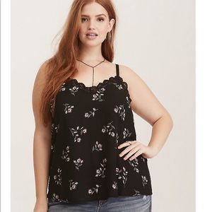 ❌SOLD❌ BLACK FLORAL GEORGETTE LACE TRIM CAMI